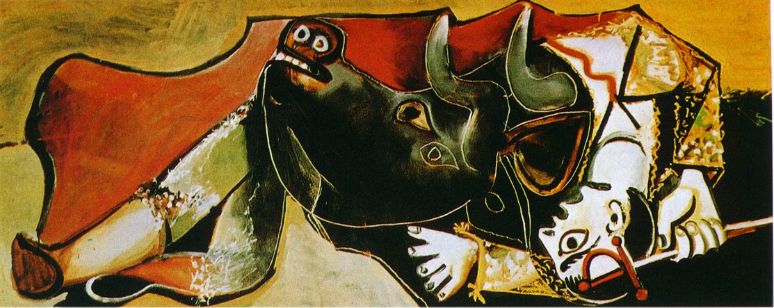 Picasso Bullfighting Scene. The torero is raised 1955